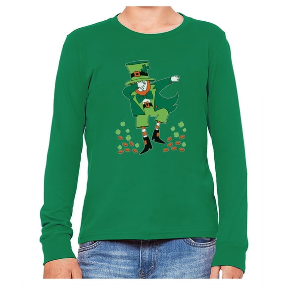 Tstars Boys Unisex Gifts for Irish St Patricks Day Clovers Dabbing Leprechaun Kids St Patricks Day Shirts Gift for Boys Irish Shirt Pride Proud Irish Youth Kids Long Sleeve T Shirt