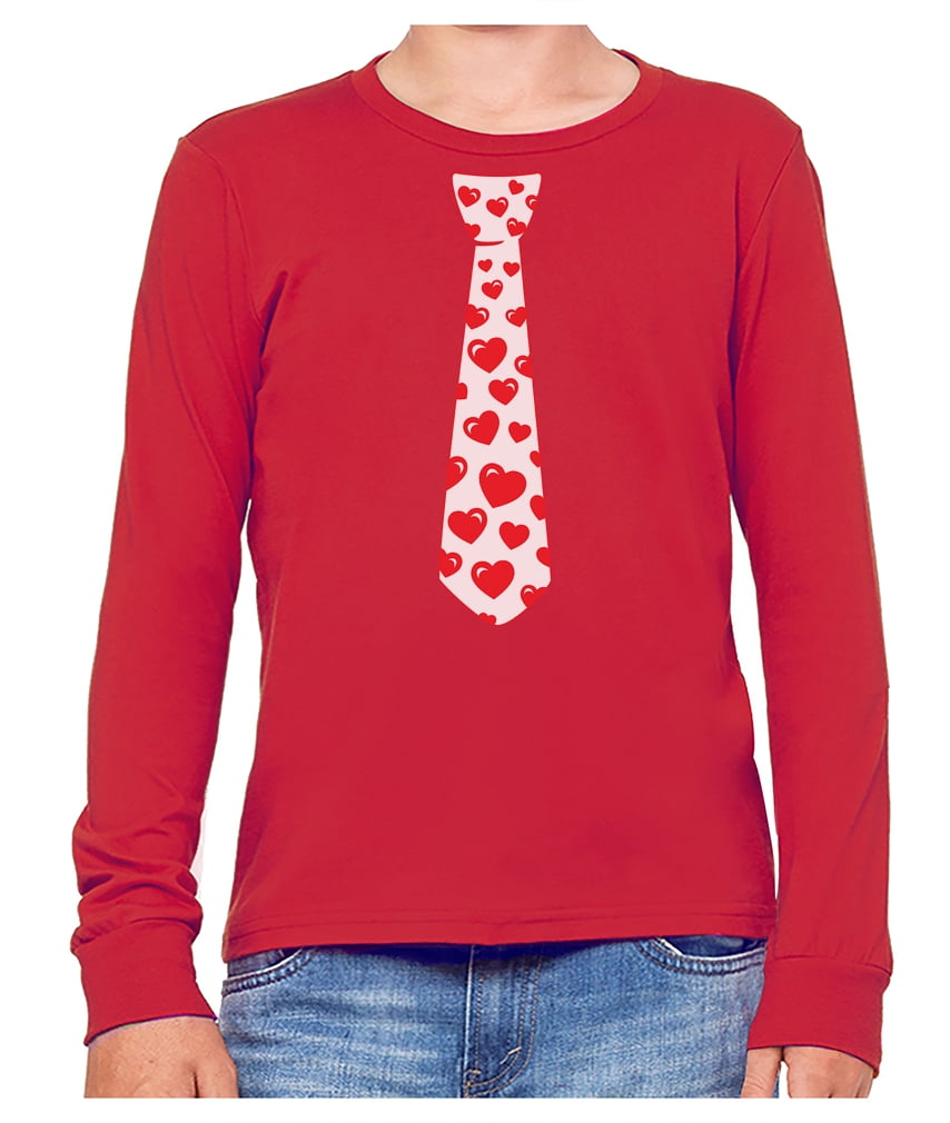 Small Red Heart Bi-Color Long Sleeve Tee Men main image 1