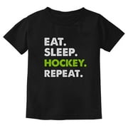 Tstars Boys Unisex Hockey Shirt - Kids Hockey Gifts - Eat Sleep Hockey Repeat - Youth Ice Hockey T Shirt - Presents for Hockey Lovers Players Fans - 100% Cotton - Machine Washable