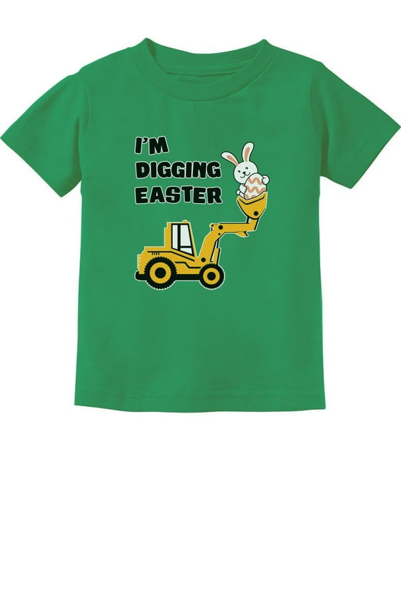 Boys Unisex I'm Digging Easter Tractor Kids T Shirt