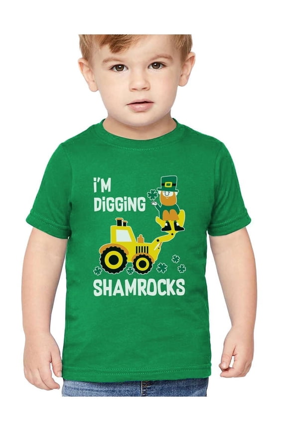 Boys Unisex I'm Digging Shamrocks Gifts for Irish St Patricks Day Tractor Kids St Patricks Day Cool Shirts Gift for Boys Irish Shirt Pride Proud Irish Toddler Kids Graphic T Shirt