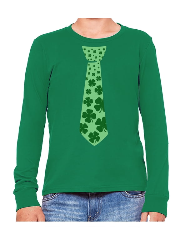 Boys Unisex Irish Clover Tie Gifts for Irish St Patricks Day Shamrock Cool Kids St Patricks Day Awesome Tie Shirts Gift for Boys Irish Shirt Pride Proud Irish Kids Long Sleeve T Shirt