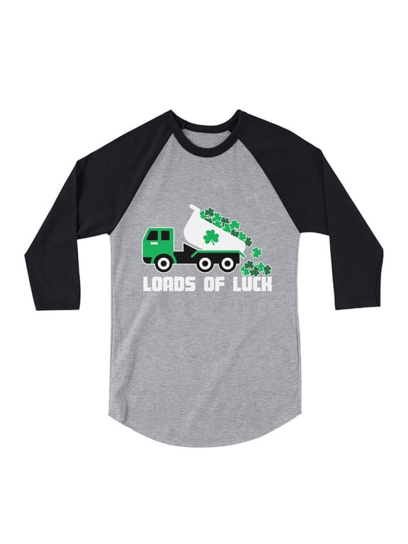 Boys Unisex Loads of Luck Gifts for Irish St Patricks Day Tractor Kids St Patricks Day Beautiful Shirts Gift for Boys Irish Shirt Pride Proud Irish 3-4 Sleeve Baseball Jersey Toddler Shirt
