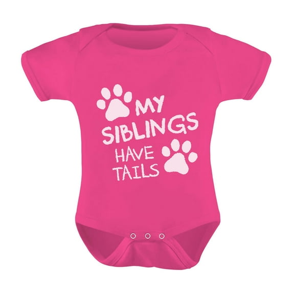 Tstars Boys Unisex Pregnancy Announcement Baby Shower My Siblings Have Tails Cute Novelty Funny Humor Infant Baby Shower Gifts Cute Newborn Party Baby Bodysuit