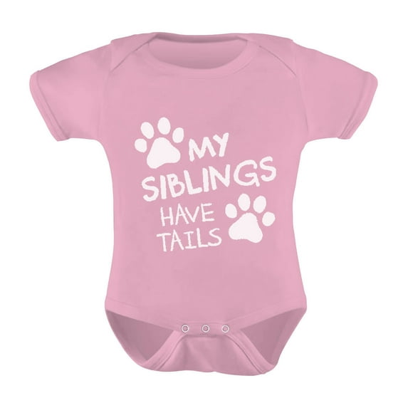 Tstars Boys Unisex Pregnancy Announcement Baby Shower My Siblings Have Tails Cute Novelty Funny Humor Infant Baby Shower Gifts Cute Newborn Party Baby Bodysuit