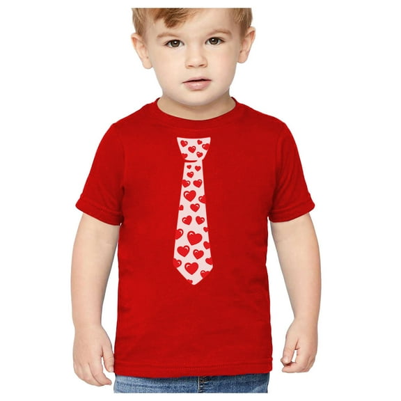 Tstars Boys Unisex Red Hearts Tie Valentine's Day Kids T Shirt