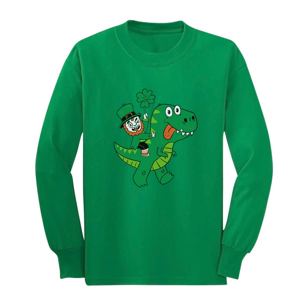 Kids St. Patrick's Day T-Shirt – Green Clover Heart Shamrock Tee, Large Black