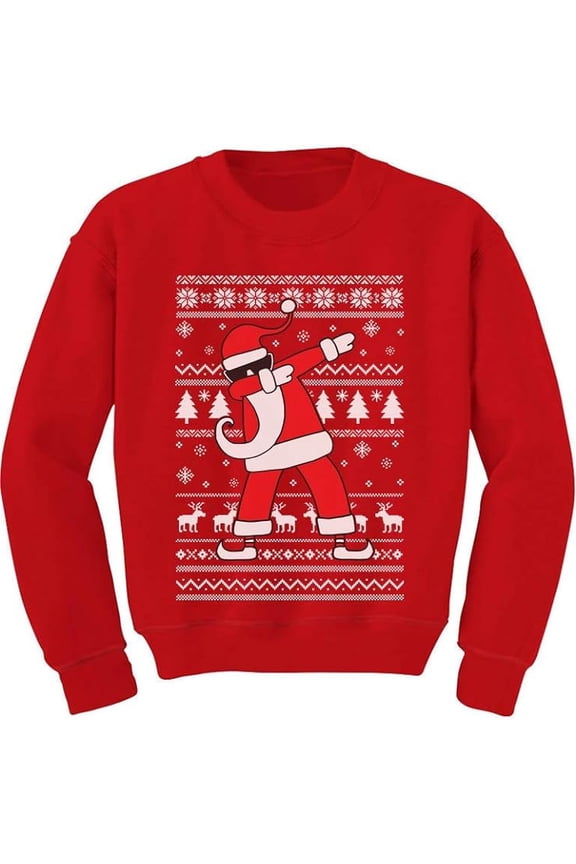 Boys Unisex Ugly Christmas Dabbing Santa Kids Christmas Gift Funny Humor Holiday Shirts Xmas Party Christmas Gifts for Boy Youth Kids Sweatshirt