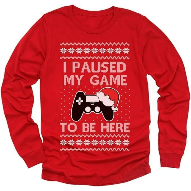 I Paused My Game To Be Here Ugly Christmas Video Gamer Boys T-Shirt I Paused My Game To Be Here Ugly Christmas Video Gamer Boys T-Shirt