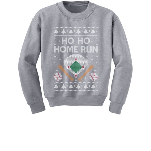 Tstars Boys and Girls Ugly Christmas Sweatshirt for Baseball Fans - Ho Ho Home Run Holiday