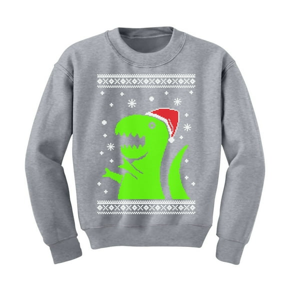 Tstars Boys Unisex Ugly Christmas Sweater Big Green Trex Santa Kids Christmas Gift Funny Humor Holiday Shirts Xmas Party Christmas Gifts for Boy Kids Sweatshirt Ugly Xmas Sweater