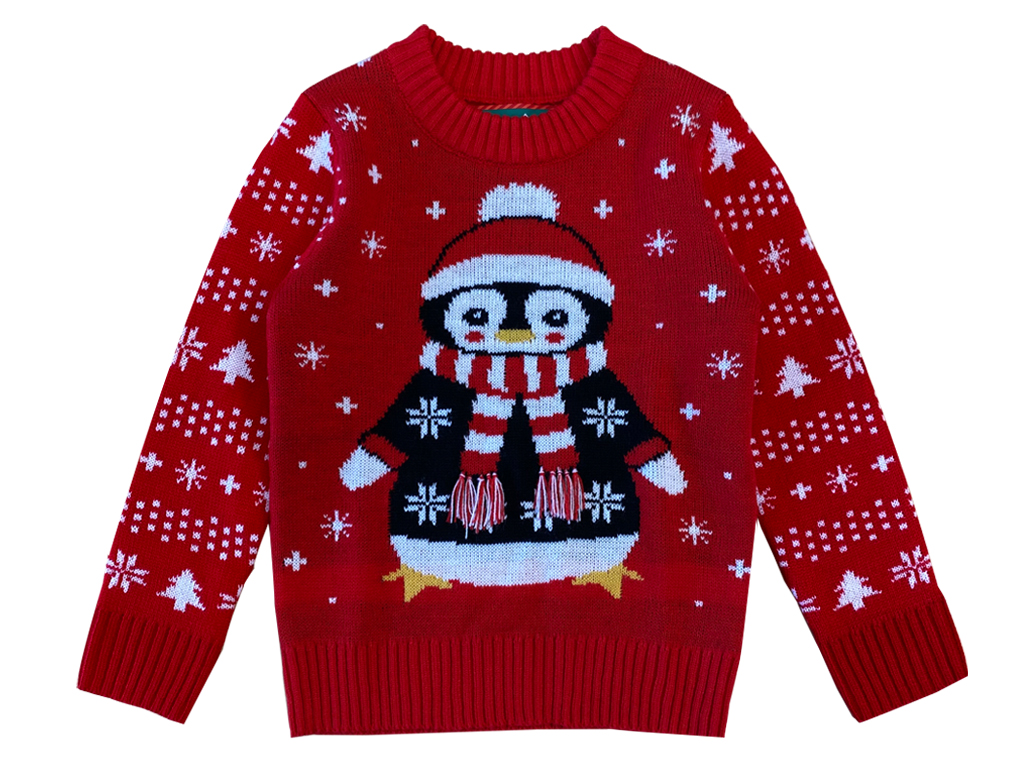 Tstars Boys Unisex Ugly Christmas Sweater Cute Penguin Santa Kids Christmas Gift Funny Humor Holiday Shirts Xmas Party Christmas Gifts for Boy Toddler Sweater Ugly Xmas Sweater - image 1 of 6