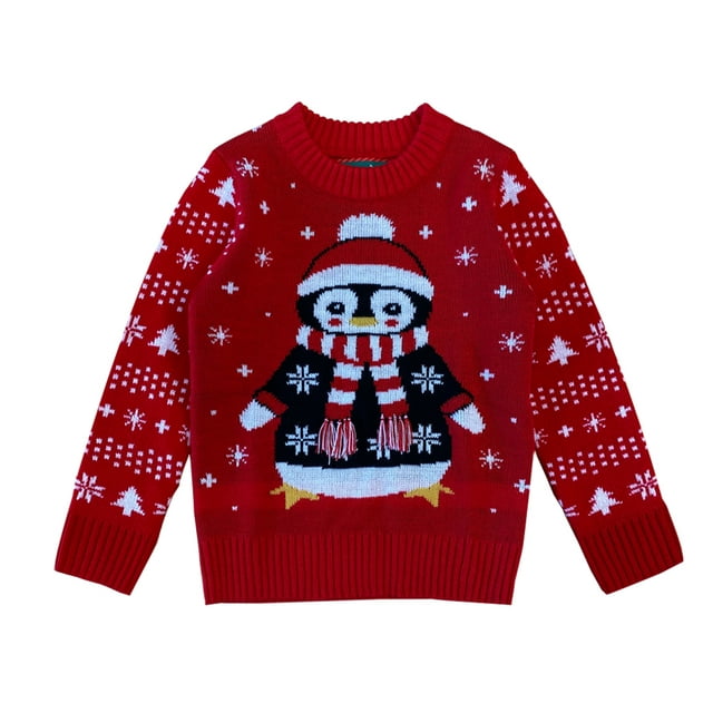 Tstars Boys Unisex Ugly Christmas Sweater Cute Penguin Santa Kids Christmas Gift Funny Humor Holiday Shirts Xmas Party Christmas Gifts for Boy Toddler Sweater Ugly Xmas Sweater
