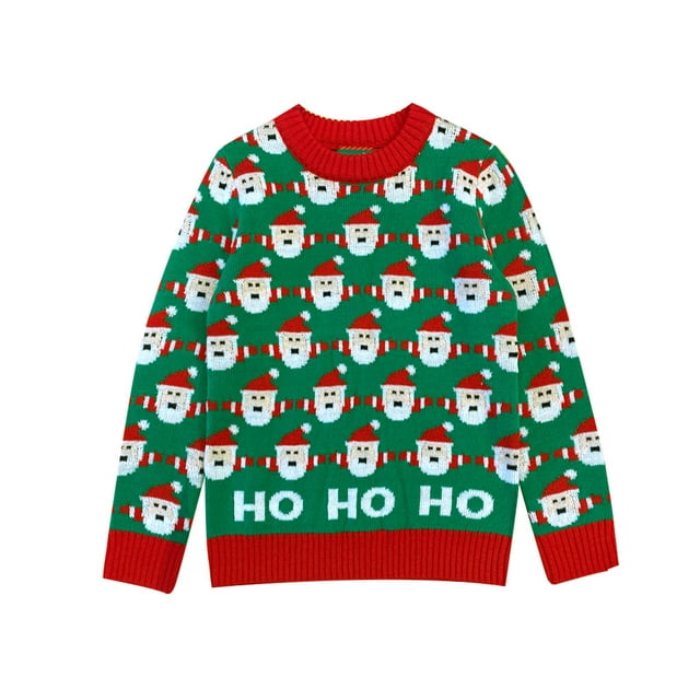 Tstars Boys Unisex Ugly Christmas Sweater Cute Santa Claus Ho Ho Holiday Kids Christmas Gift Funny Humor Holiday Shirts Xmas Party Christmas Gifts for Boy Toddler sweater Ugly Xmas Sweater
