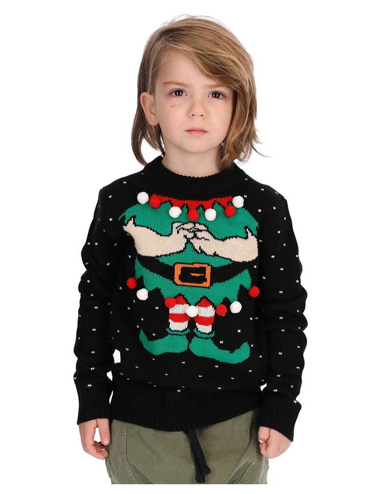 Tstars Boys Unisex Ugly Christmas Sweater Elf Christmas Sweater for Kids Cute Elf Kids Christmas Gift Funny Humor Holiday Shirts Xmas Party Christmas Gifts for Boy Toddler Sweater Ugly Xmas Sweater - image 1 of 6
