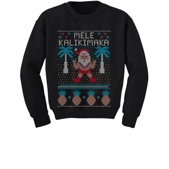 Tstars Boys Unisex Ugly Christmas Sweater Mele Kalikimaka Hawaiian Santa Kids Christmas Gift Funny Humor Holiday Shirts Xmas Party Christmas Gifts for Boy Toddler Kids Sweatshirt Ugly Xmas Sweater