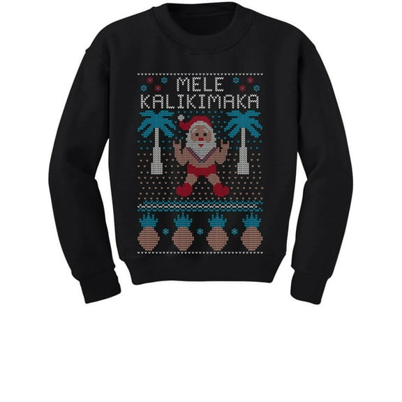 Tstars Boys Unisex Ugly Christmas Sweater Mele Kalikimaka Hawaiian Santa Kids Christmas Gift Funny Humor Holiday Shirts Xmas Party Christmas Gifts for Boy Toddler Kids Sweatshirt Ugly Xmas Sweater