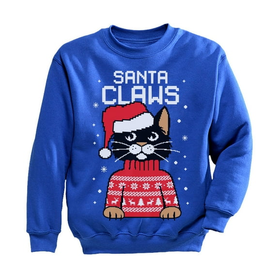 Tstars Boys Unisex Ugly Christmas Sweater Santa Claws Cat Kids Christmas Gift Funny Humor Holiday Shirts Xmas Party Christmas Gifts for Boy Youth Kids Sweatshirt Ugly Xmas Sweater