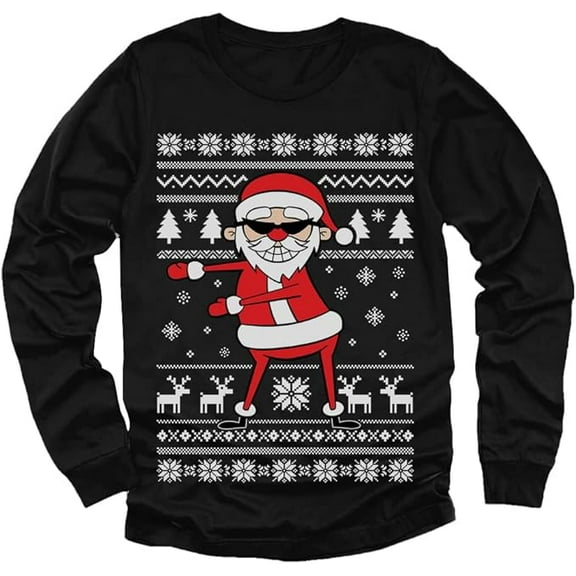 Tstars Toddler Boys Ugly Christmas Sweater Santa Claus, Long Sleeve TShirt