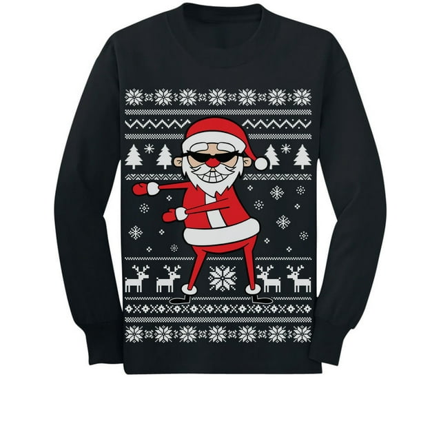 Tstars Boys Unisex Ugly Christmas Sweater Santa Floss Kids Christmas Gift Funny Humor Holiday Shirts Xmas Party Christmas Gifts for Boy Toddler Kids Long Sleeve T Shirt Ugly Xmas Sweater