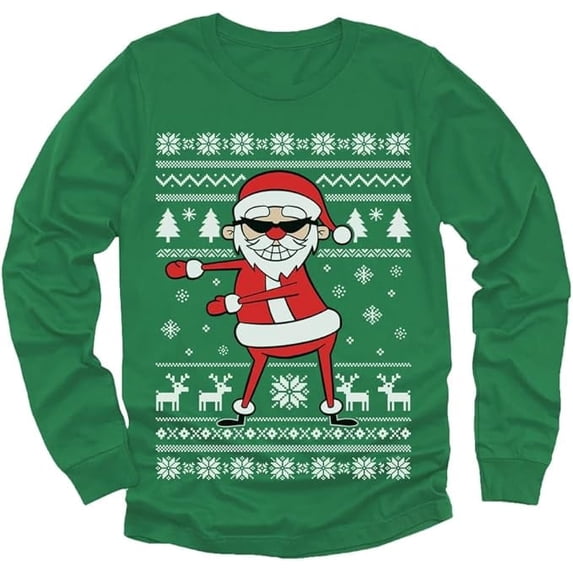 Tstars Toddler Boys Ugly Christmas Sweater Santa Claus, Long Sleeve TShirt
