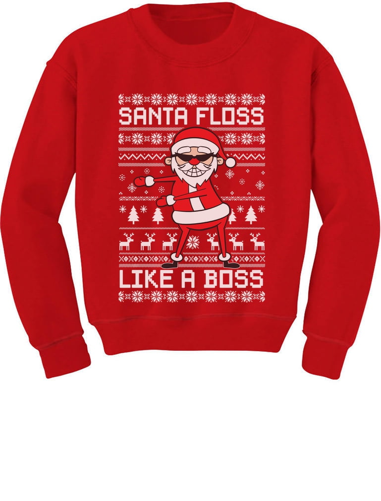 Tstars Boys Unisex Ugly Christmas Sweater Santa Floss Like a Boss