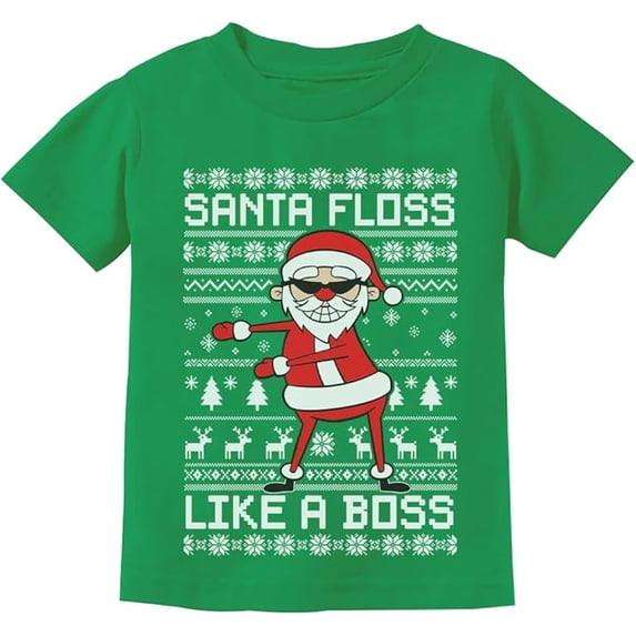 Tstars Boys Unisex Ugly Christmas Santa Floss Like a Boss Toddler Boy T Shirt