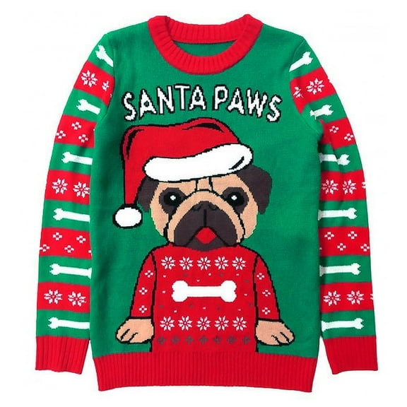 Tstars Boys Unisex Ugly Christmas Sweater Santa Paws Pug Festive Holiday Sweater Kids Christmas Gift Funny Humor Holiday Shirts Xmas Party Christmas Gifts for Boy Ugly Xmas Sweater