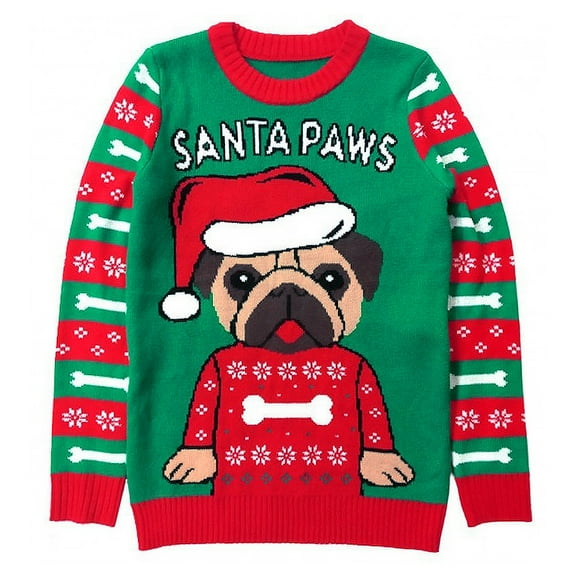 Tstars Boys Unisex Ugly Christmas Sweater Santa Paws Pug Festive Holiday Sweater Kids Christmas Gift Funny Humor Holiday Shirts Xmas Party Christmas Gifts for Boy Ugly Xmas Sweater