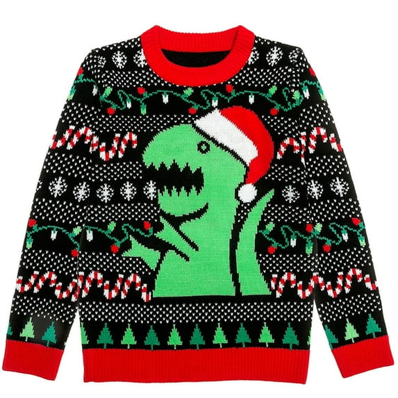 Tstars Boys Unisex Ugly Christmas Sweater Trex Dinosaur Dino Kids Christmas Gift Funny Humor Holiday Shirts Xmas Party Christmas Gifts for Boy Kids Sweater Ugly Xmas Sweater