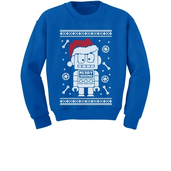 Tstars Boys Unisex Ugly Christmas Sweatshirt Cute Robot Santa Kids Christmas Gift Funny Humor Holiday Shirts Xmas Party Christmas Gifts for Boy Kids Sweatshirt Ugly Xmas