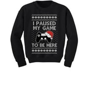 Tstars Boys Unisex Ugly Christmas Sweatshirt Gift for Gamer I Paused My Game to Be Here Video Game Kids Christmas Gift Holiday Shirts Xmas Party Funny Christmas Gifts for Boy Sweatshirt.