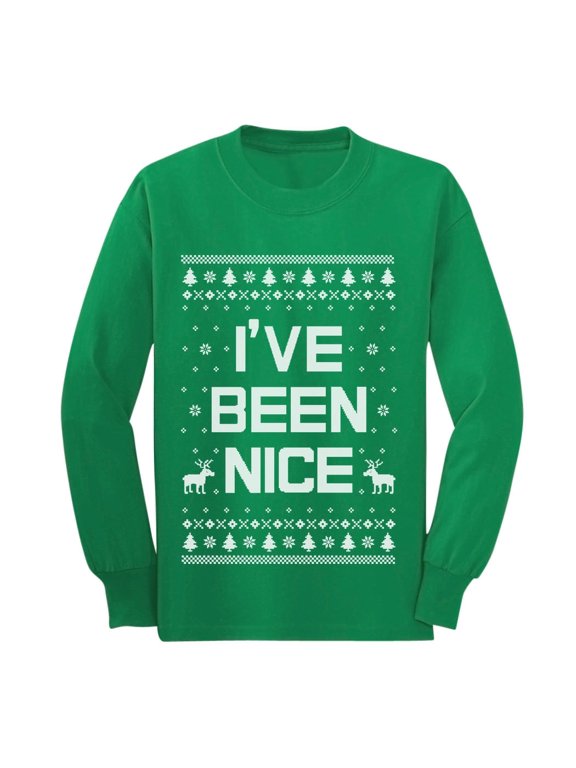 Boys' Christmas I've Been Nice Ugly Long Sleeve Shirt - Funny Holiday Gift for Kids