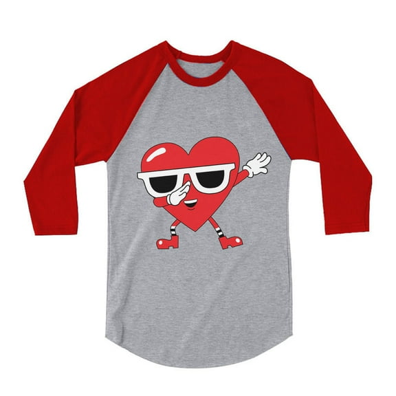 Tstars Boys Unisex Valentine's Day Cool Shirts for Kids Love Dabbing Heart Love Dab Valentine's Day Gift Idea for Boy 3-4 Sleeve Baseball Raglan Toddler Shirt