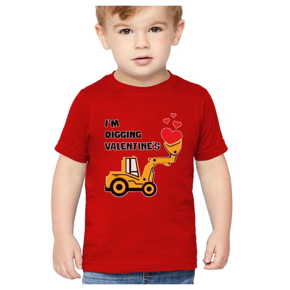 Tstars Boys I'm Digging Valentine's Day Tractor T-Shirt – Adorable Gift for Toddlers