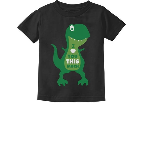 Tstars Boys Unisex Valentine's Day Shirts I Love You This Much T Rex Raptor Gift Idea for Boy Love Cute Infant Kids T Shirt
