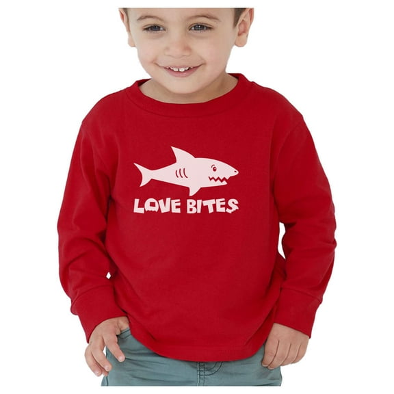 Tstars Boys Unisex Valentine's Day Shirts for Kids Love Bites Funny Humor Valentine's Day Gift Idea for Boy Toddler Kids Birthday Gift Long Sleeve T Shirt