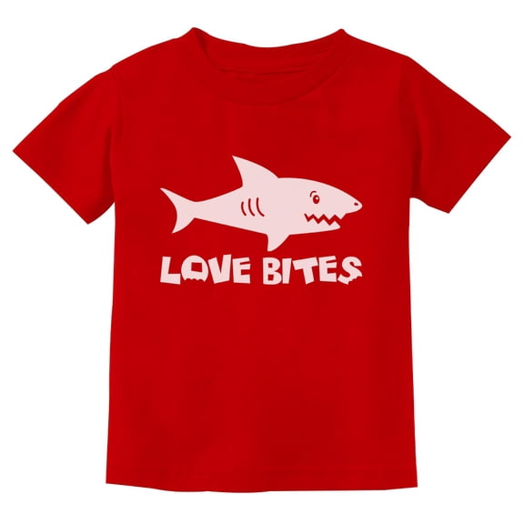 Tstars Boys Unisex Valentine's Day Shirts for Kids Love Love Bites Funny Humor Shark Valentine's Day Gift Idea for Boy Youth Kids Birthday Party Gift T Shirt