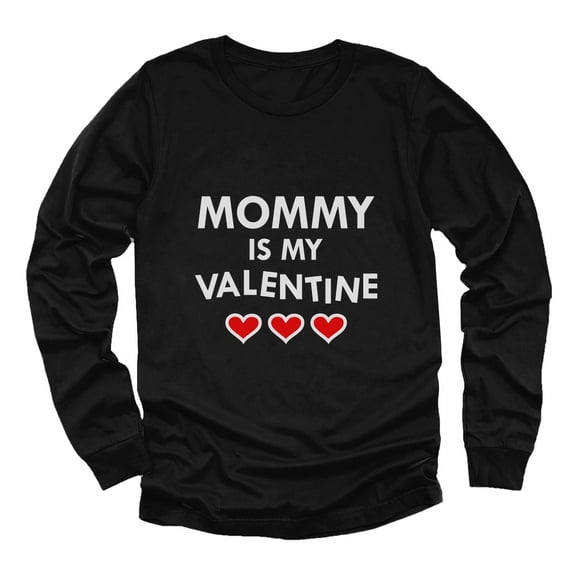 Tstars Boys Unisex Valentine's Day Shirts for Kids Love Mommy Is My Valentine Childrens Gift for Valentine's Day Cute Gift Idea for Boy Kids Long Sleeve T Shirt