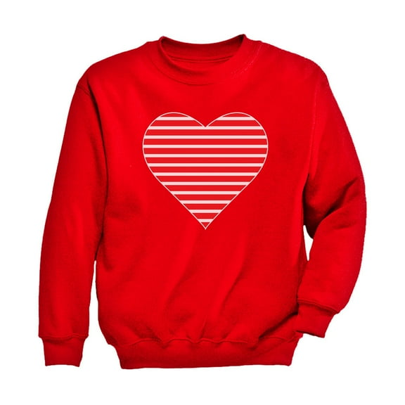 Tstars Boys Unisex Valentine's Day Shirts for Kids Love Red Striped Heart Love Valentine's Day Outfit Gift Idea for Boy Toddler Kids Express Love Sweatshirt