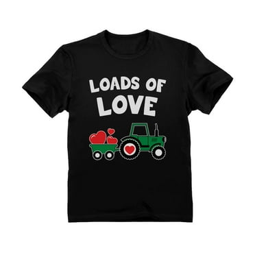Tstars Boys Unisex Valentine's Day Shirts for Kids Love Loads of Love Tractor Loving Gift Idea for Boy Toddler Infant Kids T Shirt