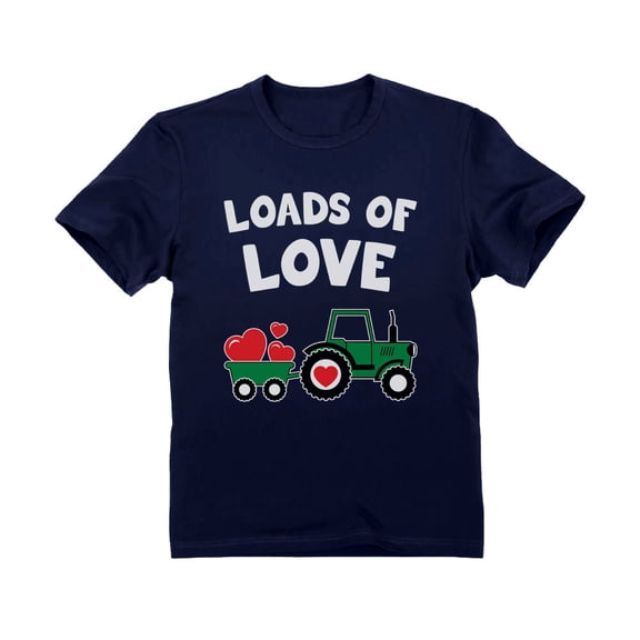 Tstars Boys Unisex Valentine's Day Shirts for Kids Love Loads of Love Tractor Loving Gift Idea for Boy Toddler Infant Kids T Shirt