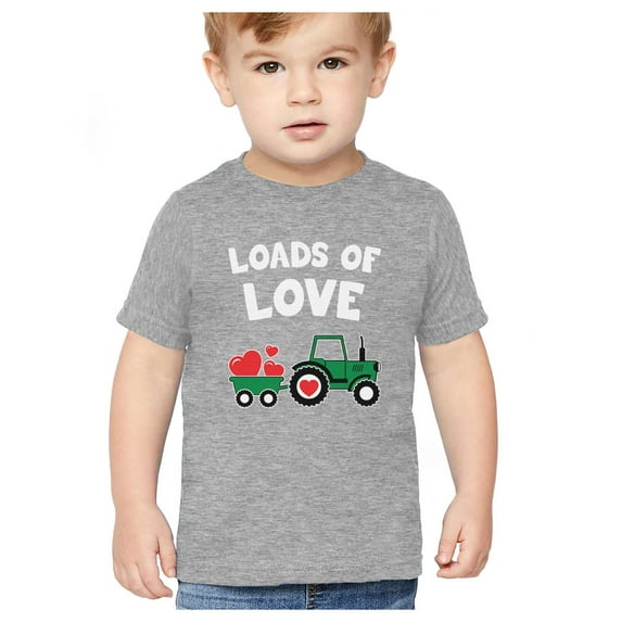 Tstars Boys Unisex Valentine's Day Shirts for Kids Love Loads of Love Tractor Loving Gift Idea for Boy Toddler Infant Kids T Shirt