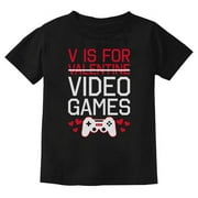 Tstars Boys Unisex Valentine's Day Shirts for Kids Love V Is for Video Games Funny Humor Gamer Gift Idea for Boy Youth Kids T Shirt
