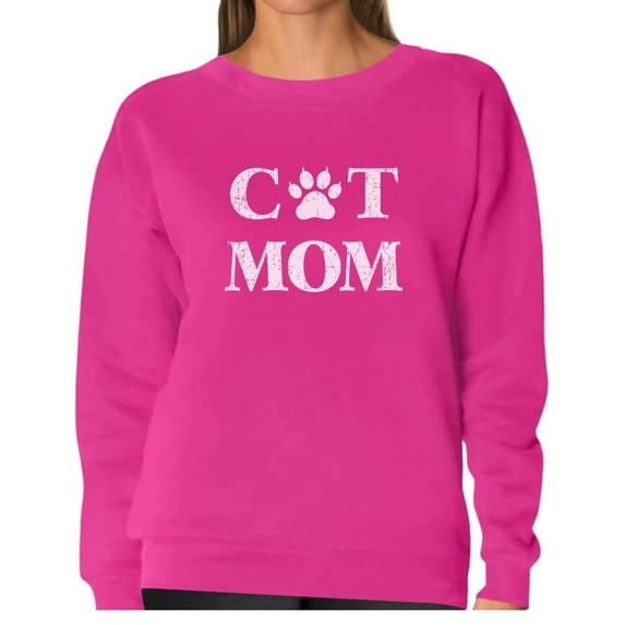 Tstars - Cat Mom - Mother's Day Gift for Cat Lover Women Sweatshirt Large Pink