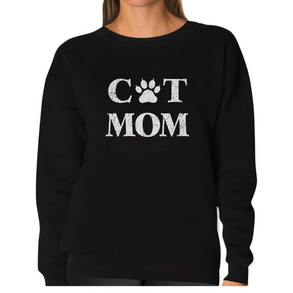 Tstars - Cat Mom - Mother's Day Gift for Cat Lover Women Sweatshirt Small Black