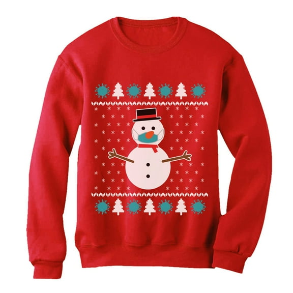 Tstars Christmas Snowman Face Mask Quarantine 2020 Ugly Christmas Women Birthday Gift Sweatshirt