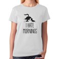 thumbnail image 1 of Tstars Cute Cat Shirt for Girls and Women I Hate Mornings Lazy Funny Graphic Tee, 1 of 7