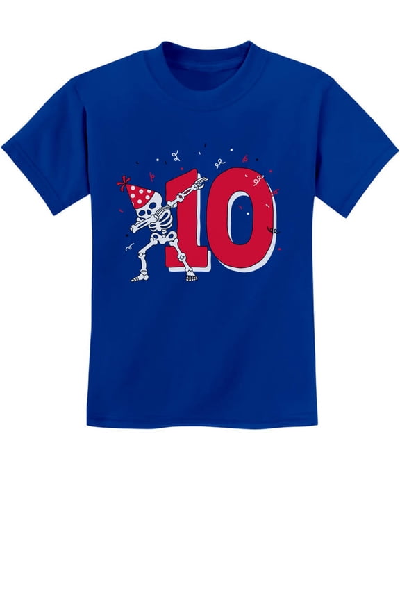 Dabbing Skeleton T-Shirt - Unique 10th Birthday Gift - Boys' Unisex Dab Party Top - Fun Birthday Outfit for Ten-Year-Olds - Kids' Birthday-Themed Apparel - Perfect Tenth Year Celebration Tee