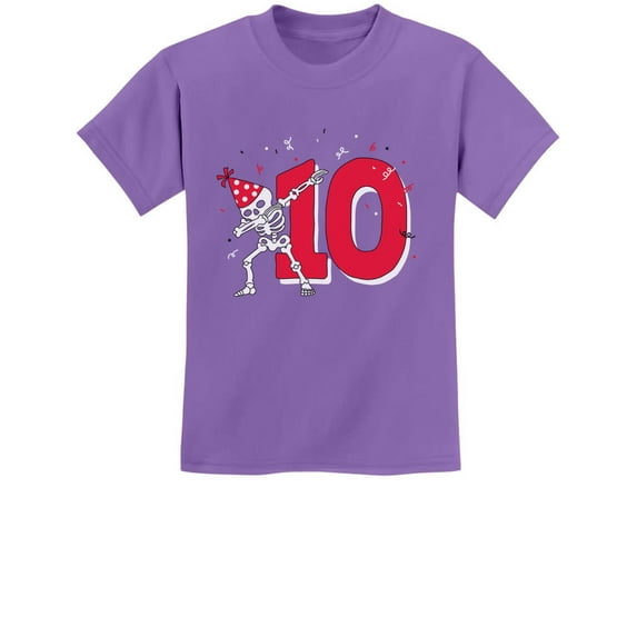 Tstars Dabbing Skeleton T-Shirt - Unique 10th Birthday Gift - Boys' Unisex Dab Party Top - Fun Birthday Outfit for Ten-Year-Olds - Kids' Birthday-Themed Apparel - Perfect Tenth Year Celebration Tee